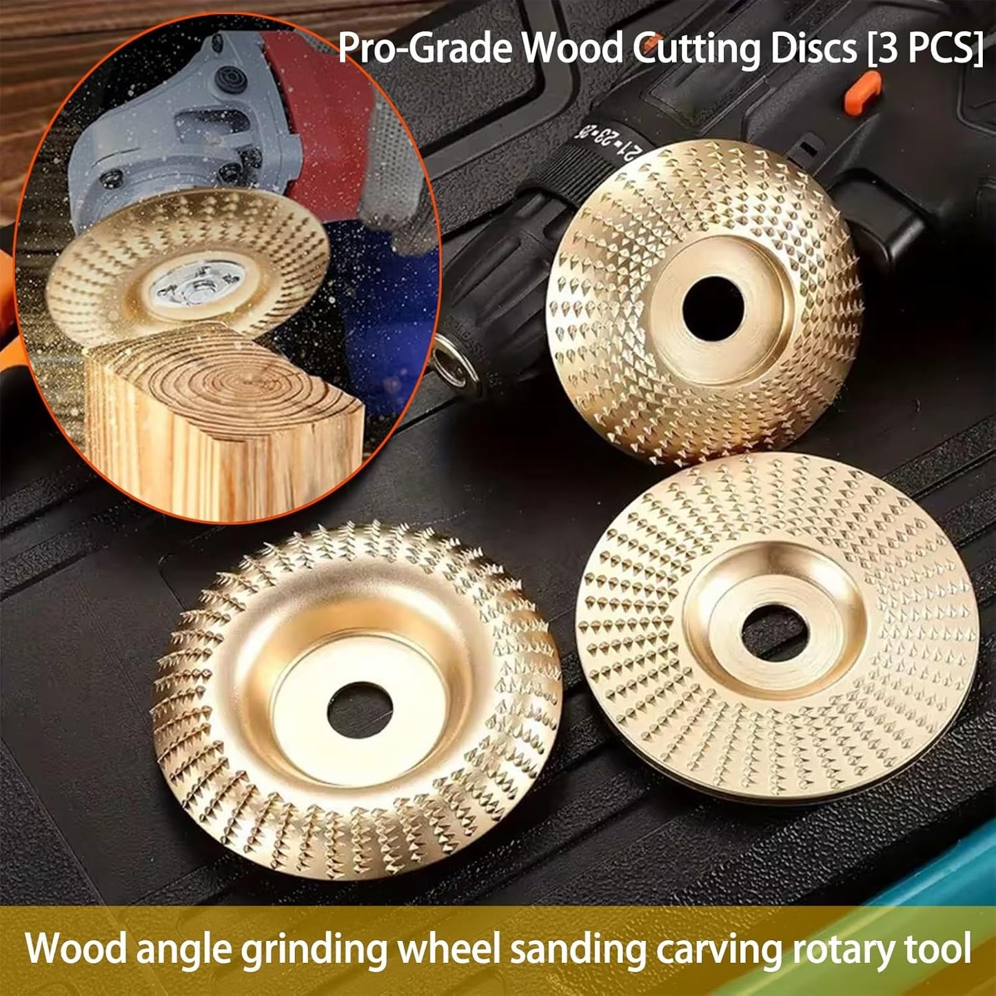 3PCS Wood Carving Disc Set for 4-Inch Angle Grinders