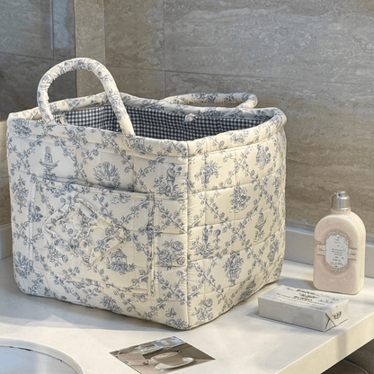 Quilted Floral Storage Basket for Home & Car