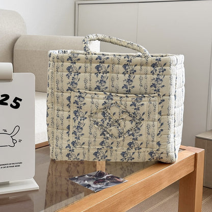 Quilted Floral Storage Basket for Home & Car