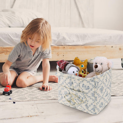 Quilted Floral Storage Basket for Home & Car