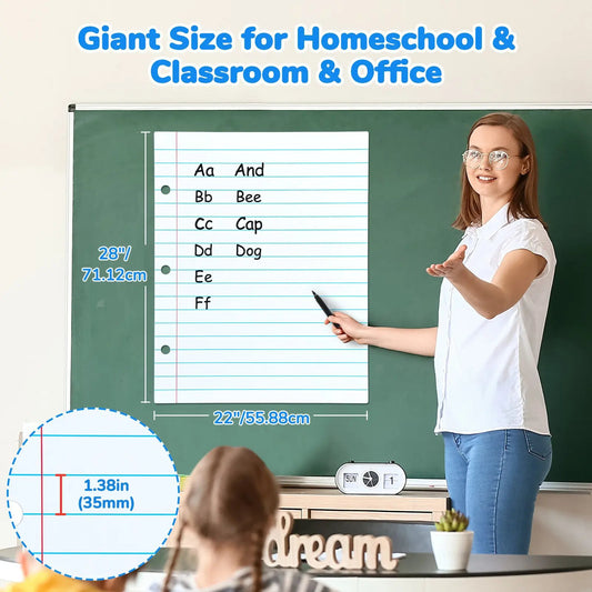 📝✨Giant Magnetic Lined Paper Whiteboard 28” x 22” – 🧑‍🏫💕