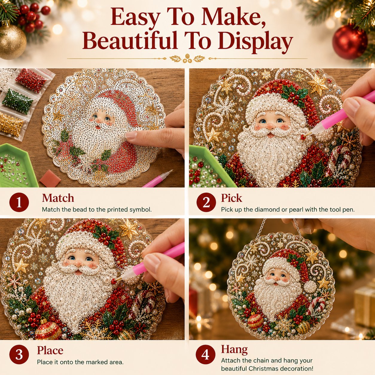 Christmas DIY Diamond Painting Hanging Ornament Kit