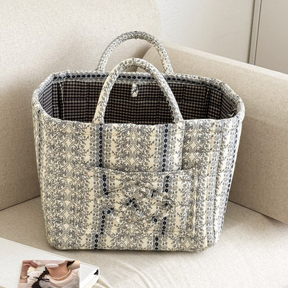 Quilted Floral Storage Basket for Home & Car